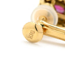 ノンブランド NON BRAND レッド×イエローゴールド K18YG ルビー ダイヤモンド イヤリング 赤 Au750 18K 18金 1P 1石 1粒 ルビー パヴェ ダイヤ オーバル