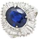 ノンブランド NON BRAND サファイア ダイヤリング プラチナシルバー Pt900 サファイア ダイヤモンド リング 指輪 青 14号