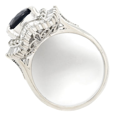 ノンブランド NON BRAND サファイア ダイヤリング プラチナシルバー Pt900 サファイア ダイヤモンド リング 指輪 青 14号