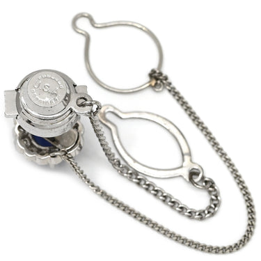 ノンブランド NON BRAND プラチナシルバー Pt サファイア ダイヤモンド タイピン スターサファイア ダイヤモンド プラチナ タイタックピン 青 オーバル