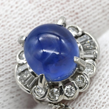 ノンブランド NON BRAND プラチナシルバー Pt サファイア ダイヤモンド タイピン スターサファイア ダイヤモンド プラチナ タイタックピン 青 オーバル