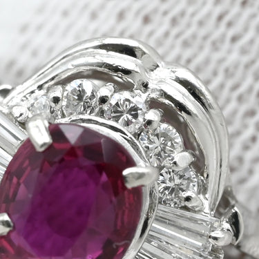 ノンブランド NON BRAND ルビー ダイヤリング プラチナシルバー Pt900 ルビー ダイヤモンド リング 指輪 レッド 赤 13号