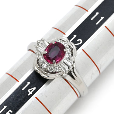 ノンブランド NON BRAND ルビー ダイヤリング プラチナシルバー Pt900 ルビー ダイヤモンド リング 指輪 レッド 赤 13号