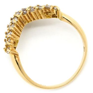 ノンブランド NON BRAND ダイヤリング イエローゴールド K18YG ダイヤモンド リング 指輪 V字 Vライン 12号