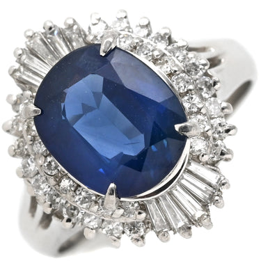 ノンブランド NON BRAND ブルーサファイア ダイヤリング プラチナシルバー Pt900 サファイア ダイヤモンド リング 指輪 青 10号