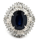 ノンブランド NON BRAND ブルーサファイア ダイヤ リング ブルー×プラチナシルバー Pt900 サファイア ダイヤモンド リング 指輪 青 パヴェダイヤ オーバル プラチナム 10号