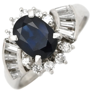 ノンブランド NON BRAND ブルーサファイア ダイヤリング プラチナシルバー Pt900 サファイア ダイヤモンド リング 指輪 青 イニシャル入り 8号