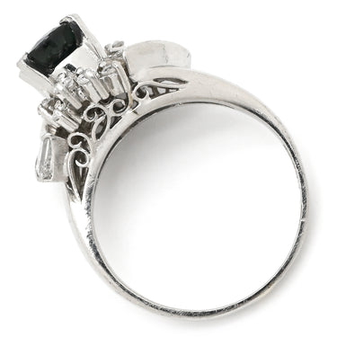 ノンブランド NON BRAND ブルーサファイア ダイヤリング プラチナシルバー Pt900 サファイア ダイヤモンド リング 指輪 青 イニシャル入り 8号