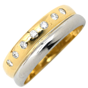 ノンブランド NON BRAND ダイヤリング イエローゴールドXプラチナシルバー K18YG Pt900 ダイヤモンド リング 指輪 コンビリング 7Pダイヤ 7石 9号