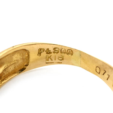 ノンブランド NON BRAND ダイヤリング イエローゴールドXプラチナシルバー K18YG Pt900 ダイヤモンド リング 指輪 コンビリング 7Pダイヤ 7石 9号