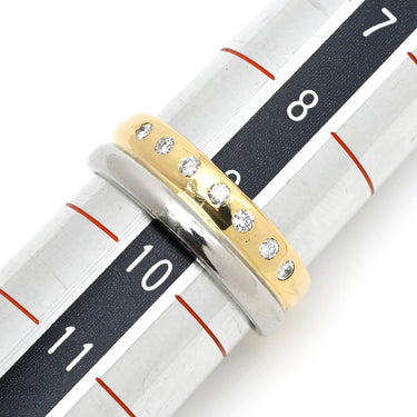 ノンブランド NON BRAND ダイヤリング イエローゴールドXプラチナシルバー K18YG Pt900 ダイヤモンド リング 指輪 コンビリング 7Pダイヤ 7石 9号