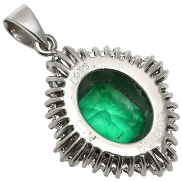 ノンブランド NON BRAND エメラルド ダイヤ エメラルドグリーン×プラチナシルバー Pt900 エメラルド ダイヤモンド ペンダントトップ 緑 ネックレストップ エメラルドカット スクエア プラチナム