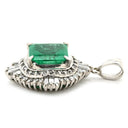 ノンブランド NON BRAND エメラルド ダイヤ エメラルドグリーン×プラチナシルバー Pt900 エメラルド ダイヤモンド ペンダントトップ 緑 ネックレストップ エメラルドカット スクエア プラチナム