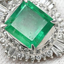 ノンブランド NON BRAND エメラルド ダイヤ エメラルドグリーン×プラチナシルバー Pt900 エメラルド ダイヤモンド ペンダントトップ 緑 ネックレストップ エメラルドカット スクエア プラチナム