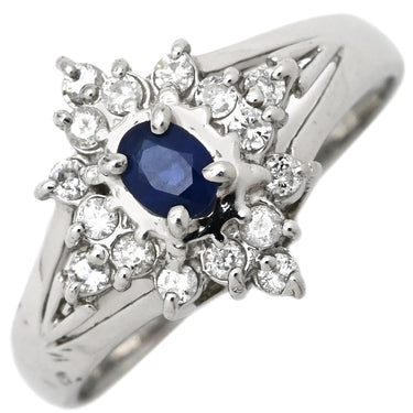 ノンブランド NON BRAND ブルーサファイア ダイヤリング プラチナシルバー Pt900 サファイア ダイヤモンド リング 指輪 青 14号