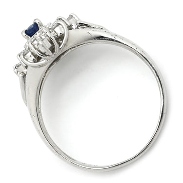 ノンブランド NON BRAND ブルーサファイア ダイヤリング プラチナシルバー Pt900 サファイア ダイヤモンド リング 指輪 青 14号