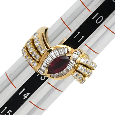 ノンブランド NON BRAND ルビー ダイヤ リング イエローゴールド K18YG ルビー ダイヤモンド リング 指輪 Au750 18K 18金 レッド 赤 12号