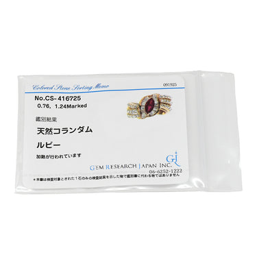ノンブランド NON BRAND ルビー ダイヤ リング イエローゴールド K18YG ルビー ダイヤモンド リング 指輪 Au750 18K 18金 レッド 赤 12号