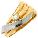 ノンブランド NON BRAND ダイヤリング イエローゴールドXプラチナシルバー K18YG Pt900 ダイヤモンド リング 指輪 コンビリング 1Pダイヤ 15.5号