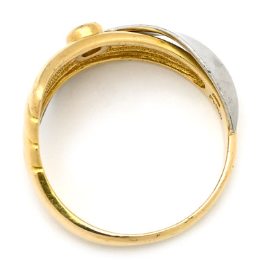 ノンブランド NON BRAND ダイヤリング イエローゴールドXプラチナシルバー K18YG Pt900 ダイヤモンド リング 指輪 コンビリング 1Pダイヤ 15.5号