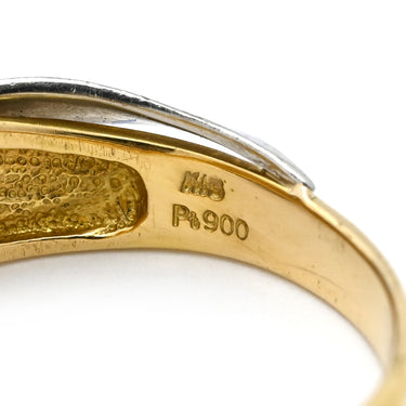 ノンブランド NON BRAND ダイヤリング イエローゴールドXプラチナシルバー K18YG Pt900 ダイヤモンド リング 指輪 コンビリング 1Pダイヤ 15.5号