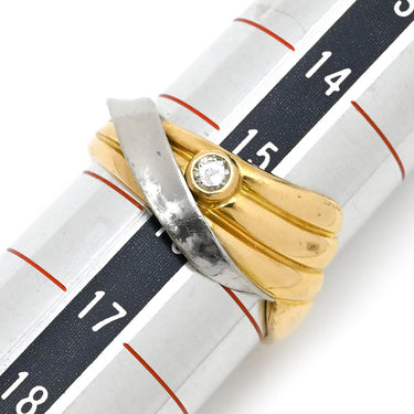 ノンブランド NON BRAND ダイヤリング イエローゴールドXプラチナシルバー K18YG Pt900 ダイヤモンド リング 指輪 コンビリング 1Pダイヤ 15.5号