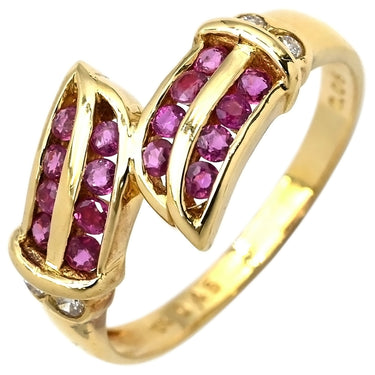 ノンブランド NON BRAND ルビー ダイヤリング イエローゴールド K18YG ルビー ダイヤモンド リング 指輪 レッド 赤 13号