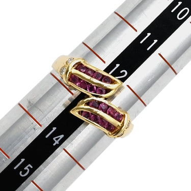 ノンブランド NON BRAND ルビー ダイヤリング イエローゴールド K18YG ルビー ダイヤモンド リング 指輪 レッド 赤 13号