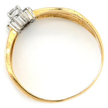 ノンブランド NON BRAND ダイヤリング イエローゴールドXプラチナシルバー K18YG ダイヤモンド Pt900 リング 指輪 フラワー 花 15号