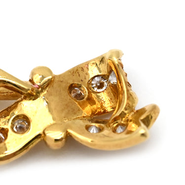 ノンブランド NON BRAND リボンモチーフ ダイヤペンダント イエローゴールド K18YG ダイヤモンド ネックレス 750 18K