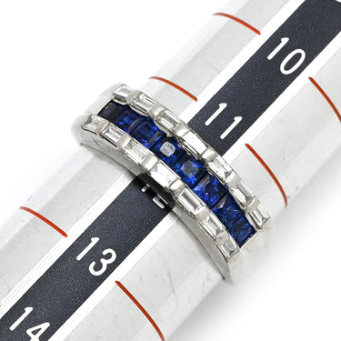 ノンブランド NON BRAND ブルーサファイア ダイヤ リング プラチナシルバー Pt900 サファイア ダイヤモンド リング 指輪 青 プラチナ 12号