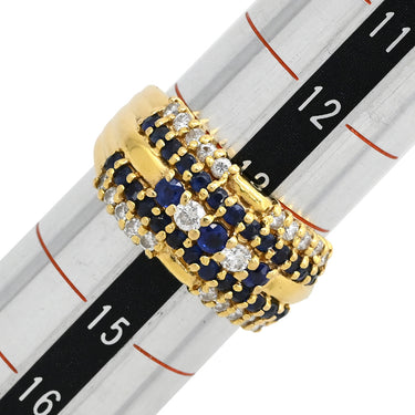 ノンブランド NON BRAND サファイア ダイヤ リング イエローゴールド K18YG サファイア ダイヤモンド リング 指輪 13.5号