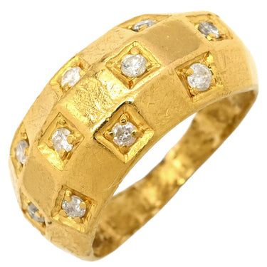 ノンブランド NON BRAND ダイヤリング イエローゴールド K24YG ダイヤモンド リング 指輪 甲丸 10P 10粒 13.5号