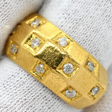 ノンブランド NON BRAND ダイヤリング イエローゴールド K24YG ダイヤモンド リング 指輪 甲丸 10P 10粒 13.5号