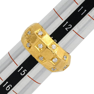 ノンブランド NON BRAND ダイヤリング イエローゴールド K24YG ダイヤモンド リング 指輪 甲丸 10P 10粒 13.5号