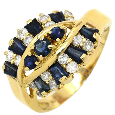 ノンブランド NON BRAND サファイア ダイヤ リング イエローゴールド K18YG サファイア ダイヤモンド リング 指輪 12.5号