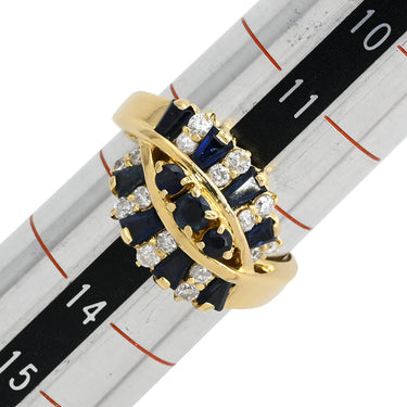 ノンブランド NON BRAND サファイア ダイヤ リング イエローゴールド K18YG サファイア ダイヤモンド リング 指輪 12.5号