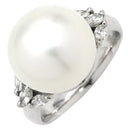 ノンブランド NON BRAND 白蝶パール ダイヤリング プラチナシルバー Pt900 パール ダイヤモンド リング 指輪 1粒 1P 12号