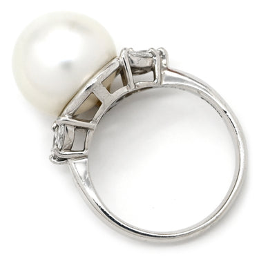 ノンブランド NON BRAND 白蝶パール ダイヤリング プラチナシルバー Pt900 パール ダイヤモンド リング 指輪 1粒 1P 12号