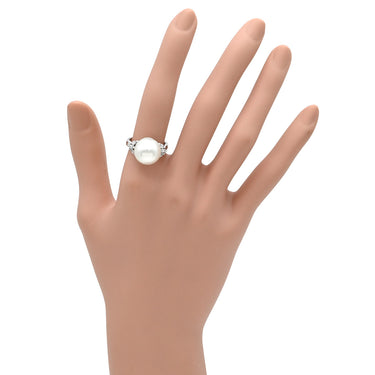 ノンブランド NON BRAND 白蝶パール ダイヤリング プラチナシルバー Pt900 パール ダイヤモンド リング 指輪 1粒 1P 12号