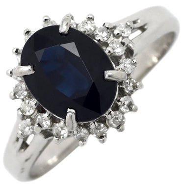 ノンブランド NON BRAND ブルーサファイア ダイヤリング プラチナシルバー Pt900 サファイア ダイヤモンド リング 指輪 青 9号