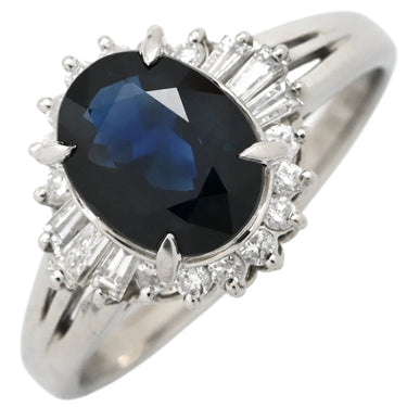 ノンブランド NON BRAND ブルーサファイア ダイヤリング プラチナシルバー Pt850 サファイア ダイヤモンド リング 指輪 青 16号