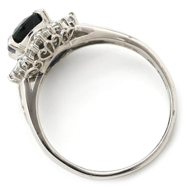 ノンブランド NON BRAND ブルーサファイア ダイヤリング プラチナシルバー Pt850 サファイア ダイヤモンド リング 指輪 青 16号