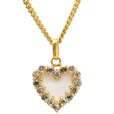 ノンブランド NON BRAND ハート ダイヤペンダント イエローゴールド K18YG ダイヤモンド ネックレス 750 18K