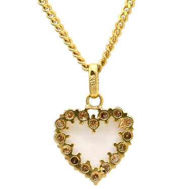 ノンブランド NON BRAND ハート ダイヤペンダント イエローゴールド K18YG ダイヤモンド ネックレス 750 18K