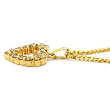 ノンブランド NON BRAND ハート ダイヤペンダント イエローゴールド K18YG ダイヤモンド ネックレス 750 18K