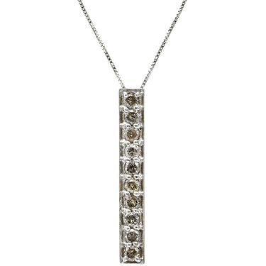 ノンブランド NON BRAND ダイヤペンダント ホワイトゴールド K18WG ダイヤモンド ネックレス 10P 一文字