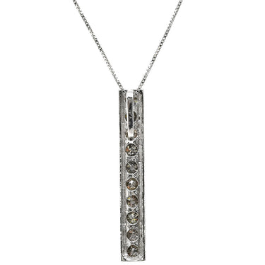 ノンブランド NON BRAND ダイヤペンダント ホワイトゴールド K18WG ダイヤモンド ネックレス 10P 一文字