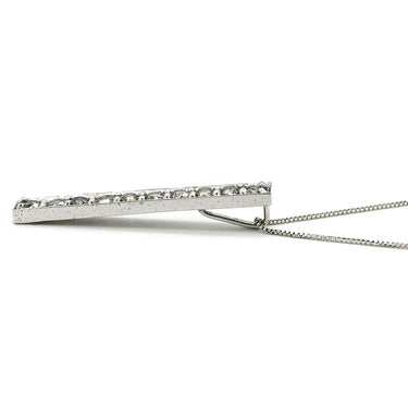 ノンブランド NON BRAND ダイヤペンダント ホワイトゴールド K18WG ダイヤモンド ネックレス 10P 一文字