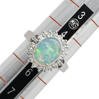 ノンブランド NON BRAND オパール ダイヤリング プラチナシルバー Pt900 オパール ダイヤモンド リング 指輪 5号